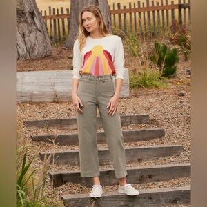 Marine Layer Bridget Crop Pant Dusty Olive Cotton Pants Size 12 Capsule Wardrobe